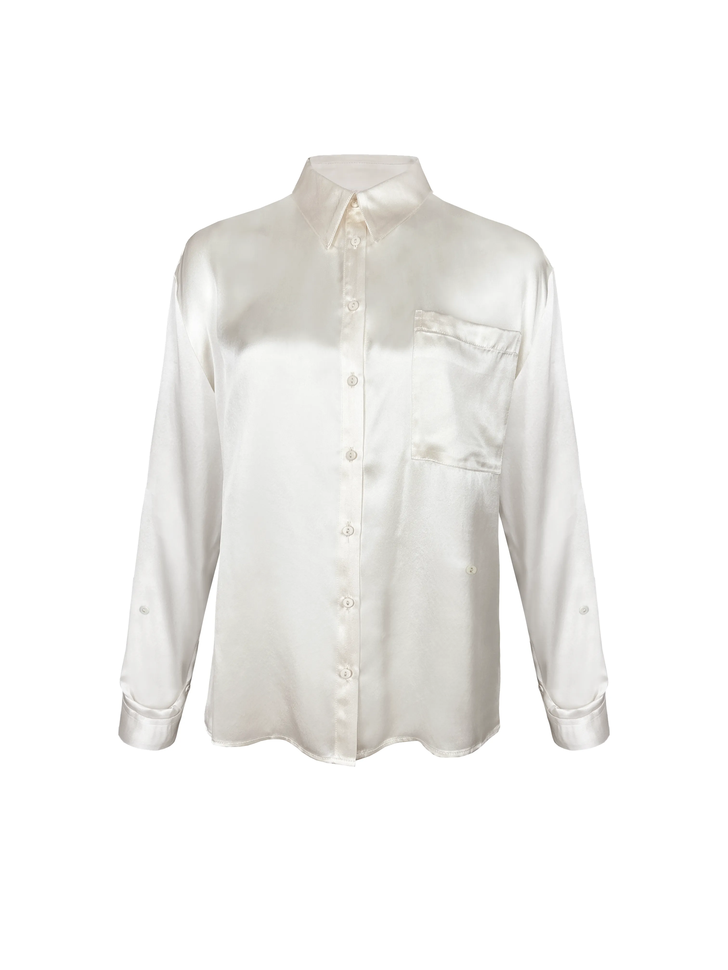 Loose Silk Button Shirt - Dove
