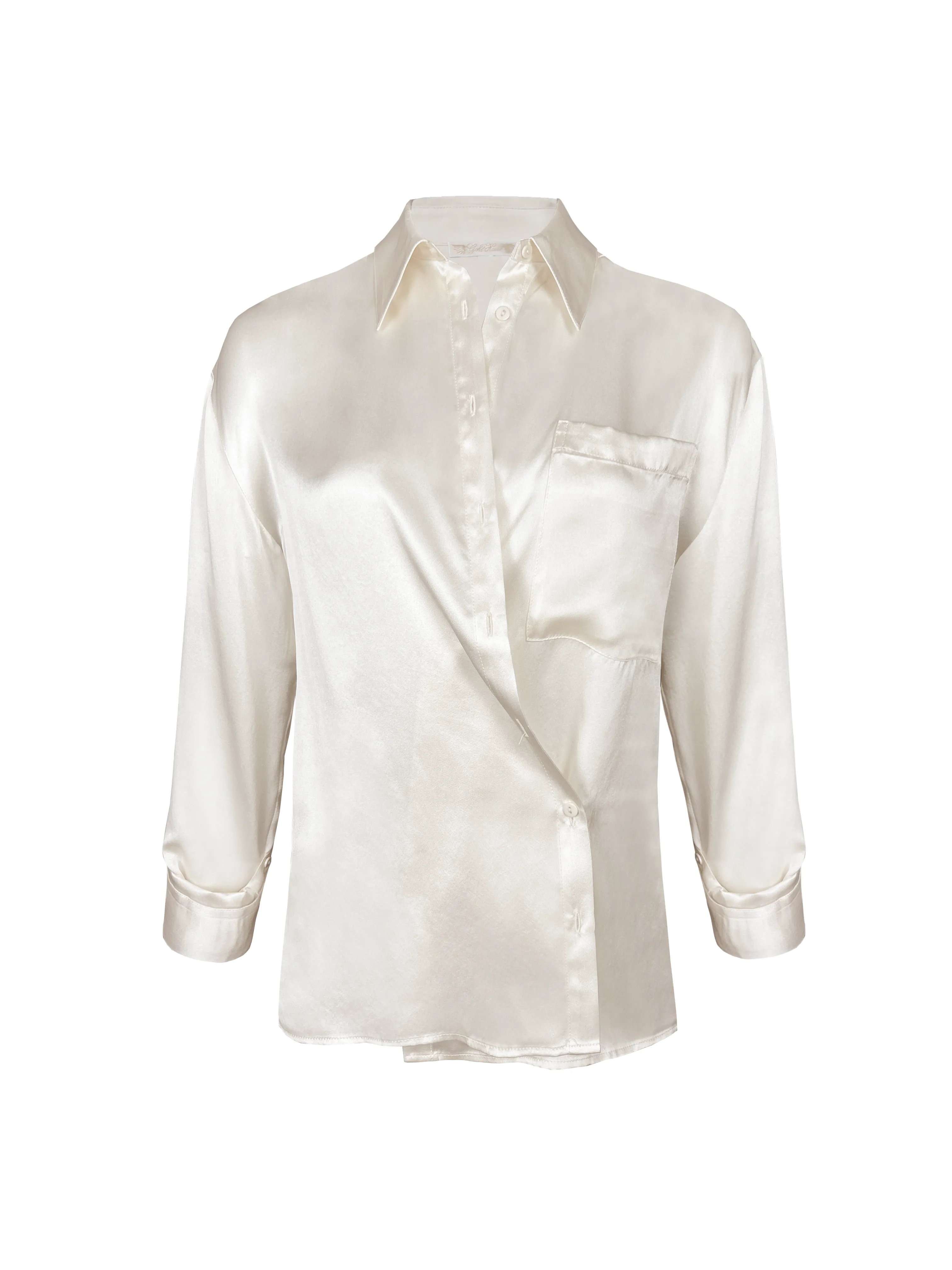 Loose Silk Button Shirt - Dove