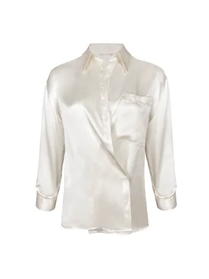 Loose Silk Button Shirt - Dove