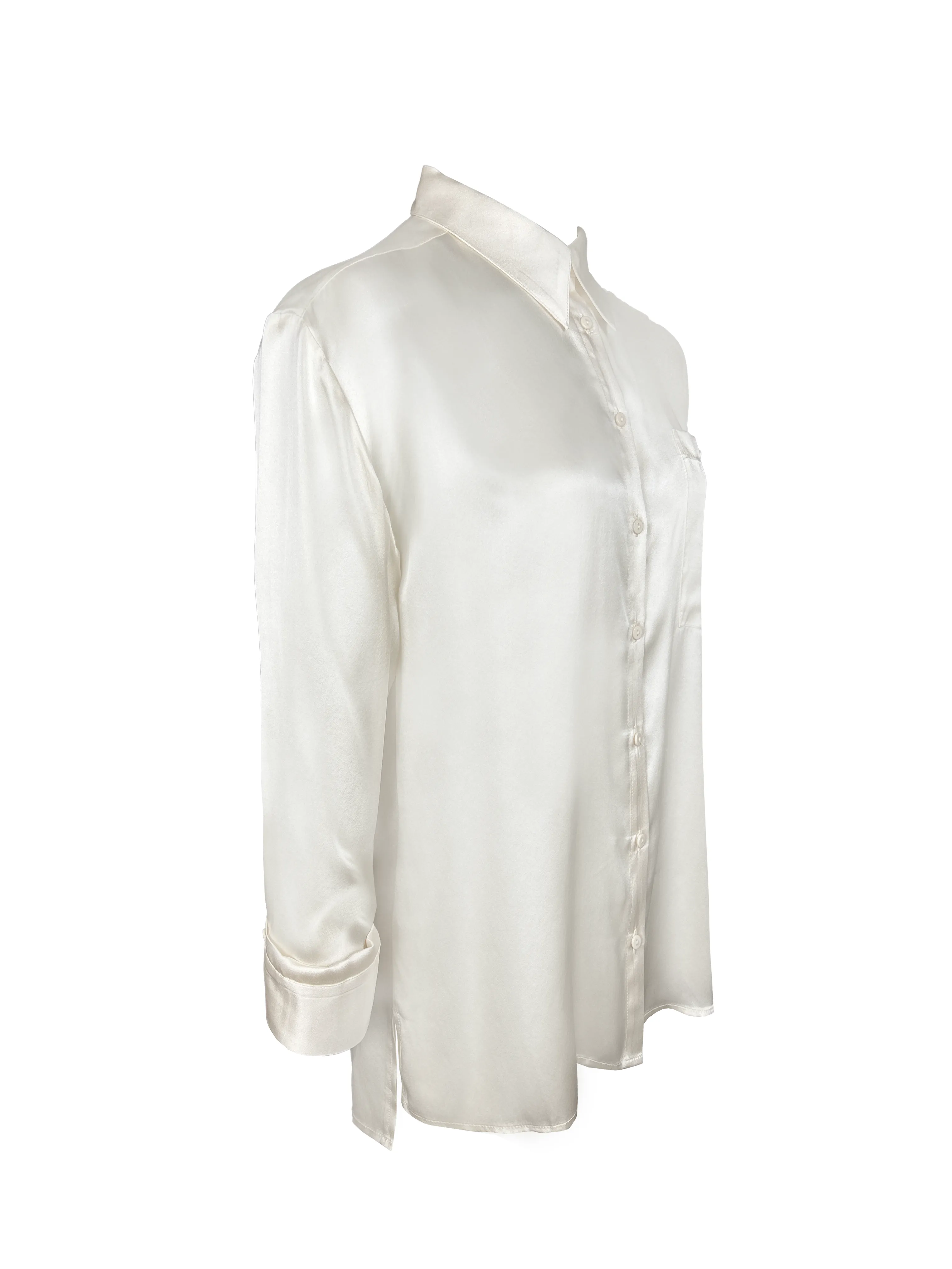 Loose Silk Button Shirt - Dove