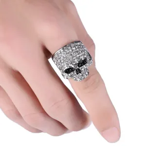 LOVBEAFAS 2018 Fashion Rock Punk Gold Silver Black Crystal Skull Ring For Women/Men Jewelry Gothic Biker Rings Women Party Gift