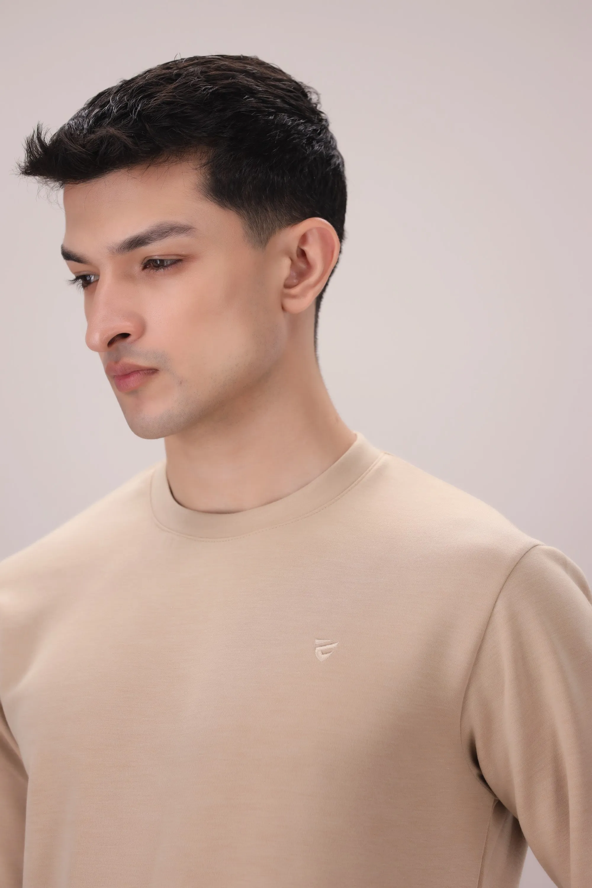 Luxe Stretch Beige Sweat Shirt