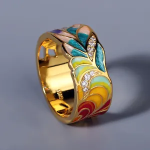 Luxury Feather Zircon Ring for Women 925 Silver Party Jewelry