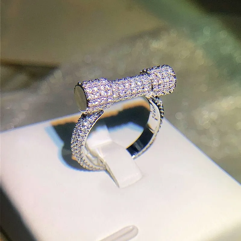 luxury full diamond Ring silver Women Unique Jewelry