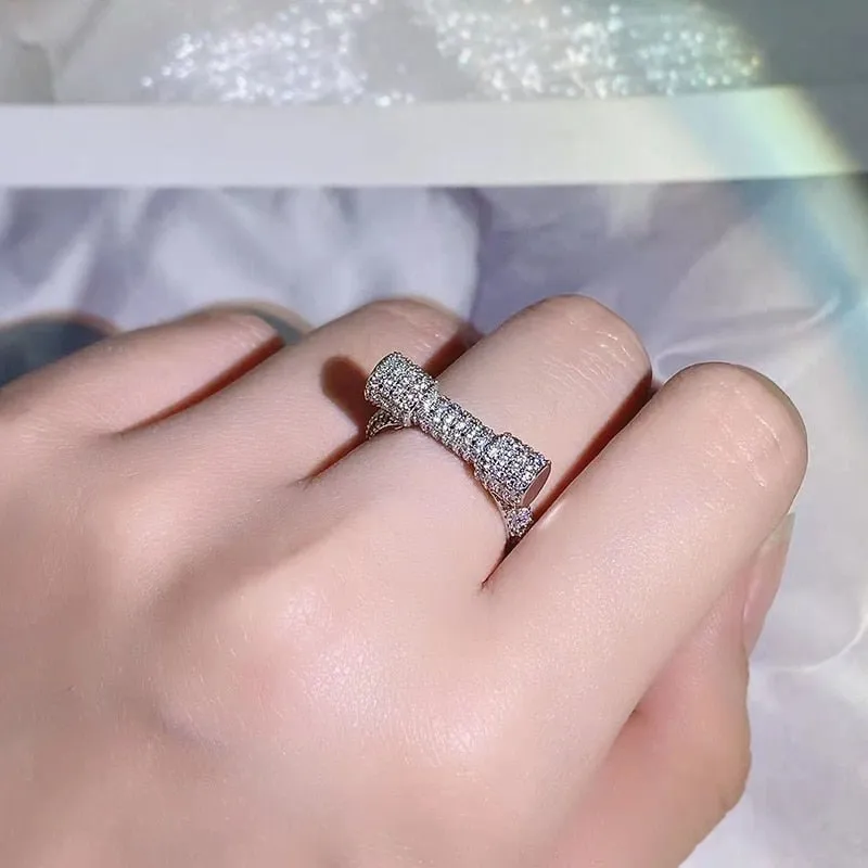 luxury full diamond Ring silver Women Unique Jewelry