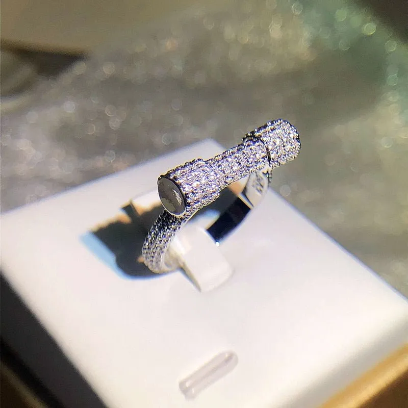 luxury full diamond Ring silver Women Unique Jewelry