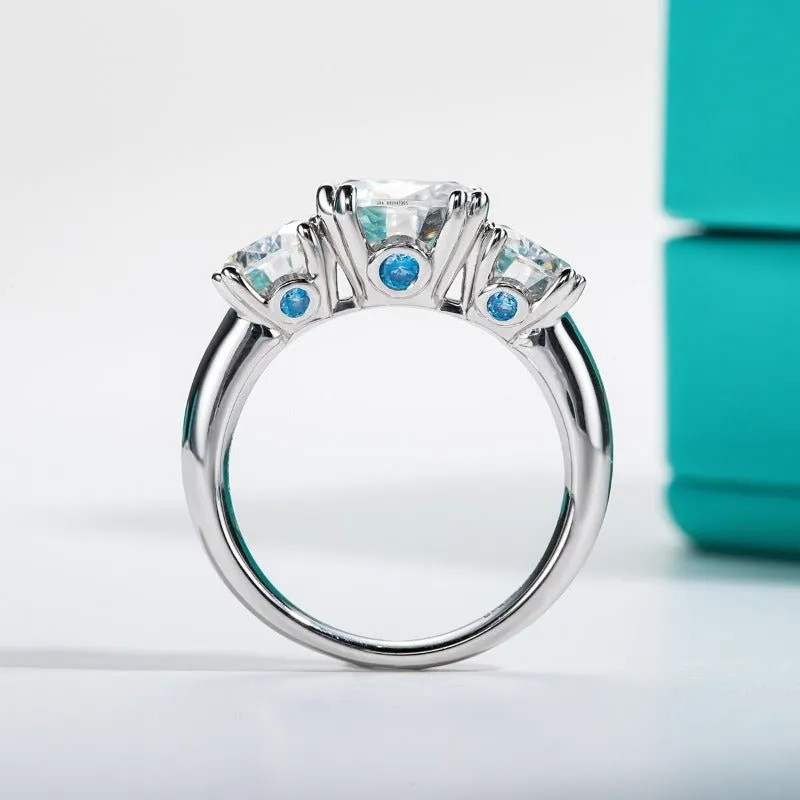 Luxury Three 5ct Ring Moissanite Engagement 18K Gold Jewelry