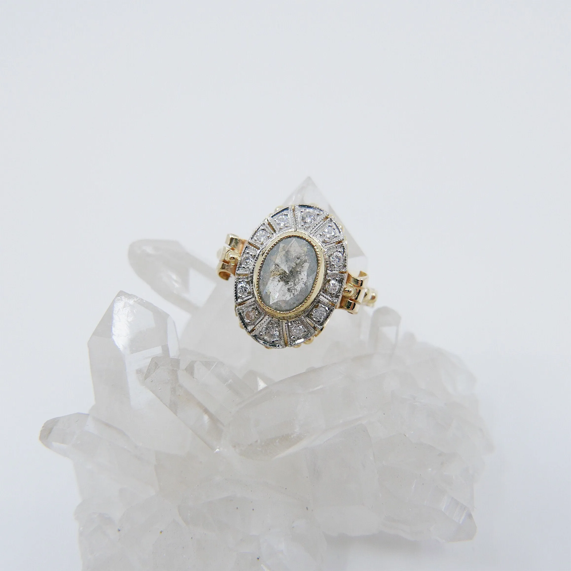 Margaret Rose Cut Grey Diamond Ring