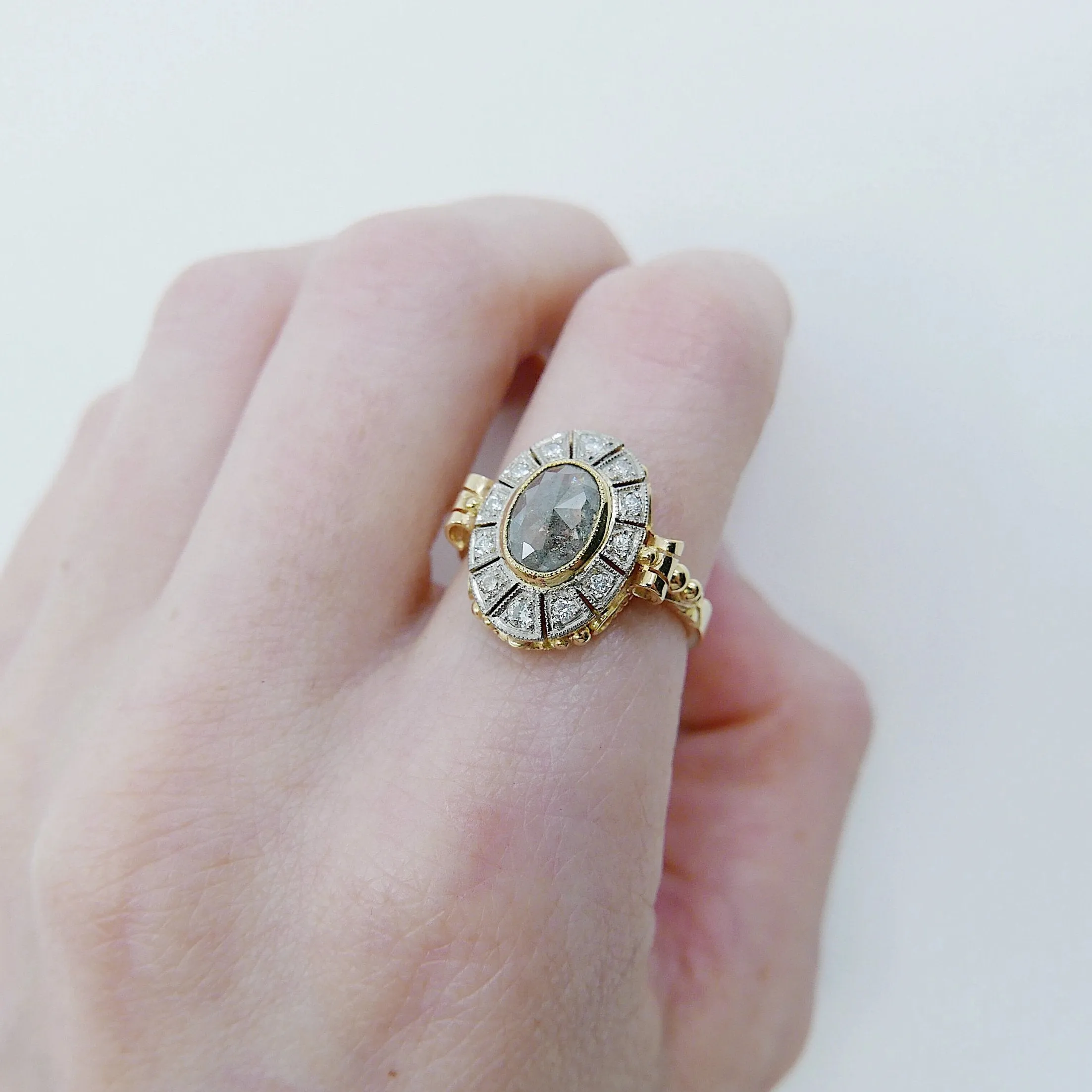 Margaret Rose Cut Grey Diamond Ring
