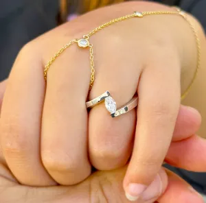 Marquise Cut Moissanite Engagement Ring Tension Set Ring Solitaire 14k Solid White Gold Propose Ring Anniversary Women's Wedding Ring 0.50ct