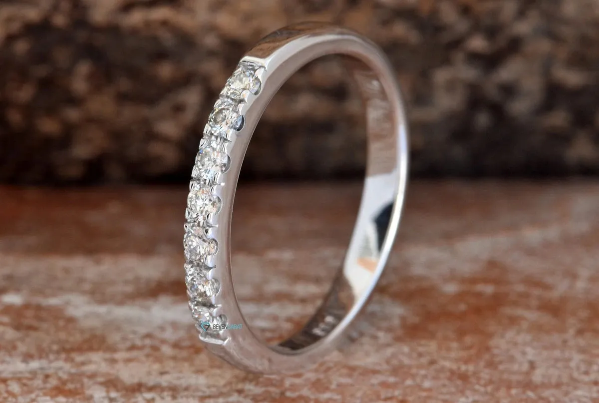 Matching rings-Diamond Eternity Wedding Band-Wedding band-Diamond Band-Matching wedding bands-Half-Eternity Ring-Minimalist ring