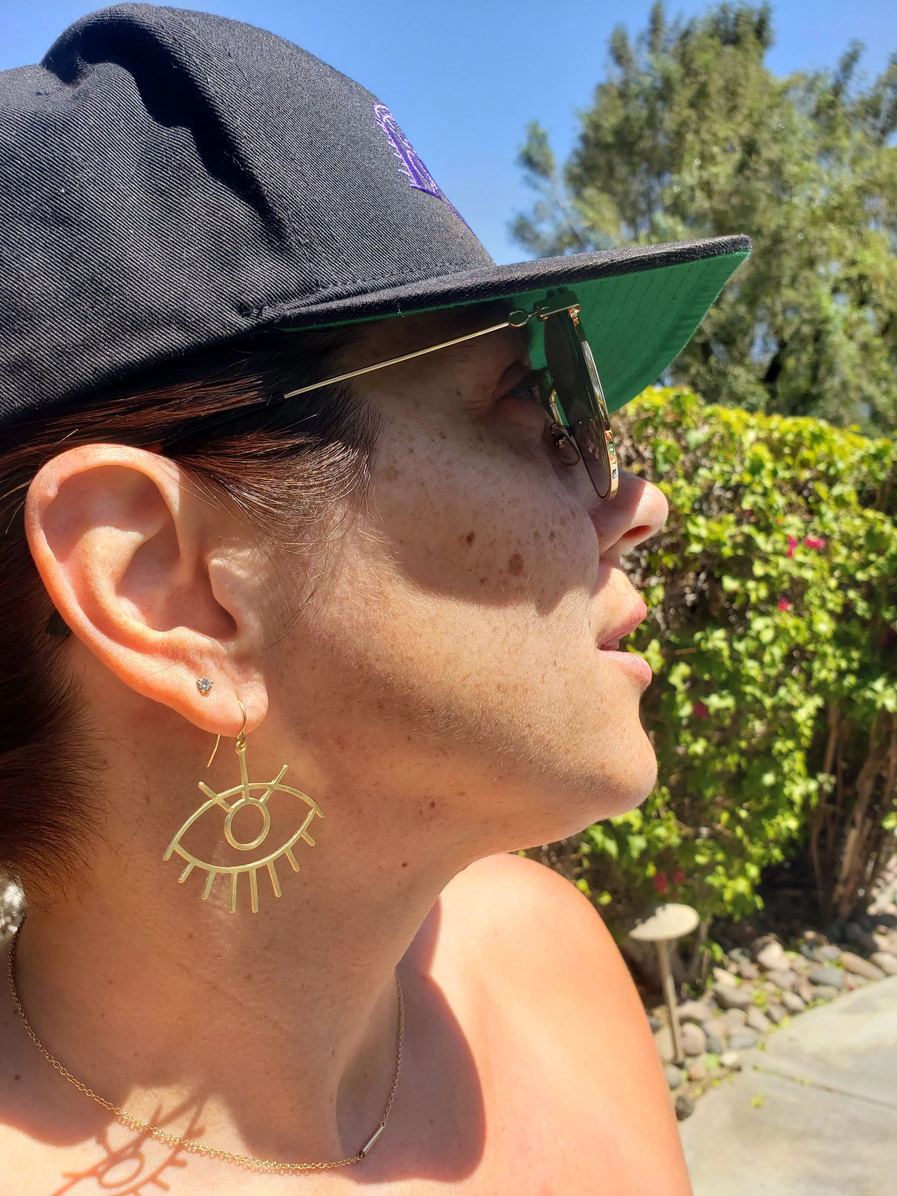 Matte Gold Evil Eye Earrings