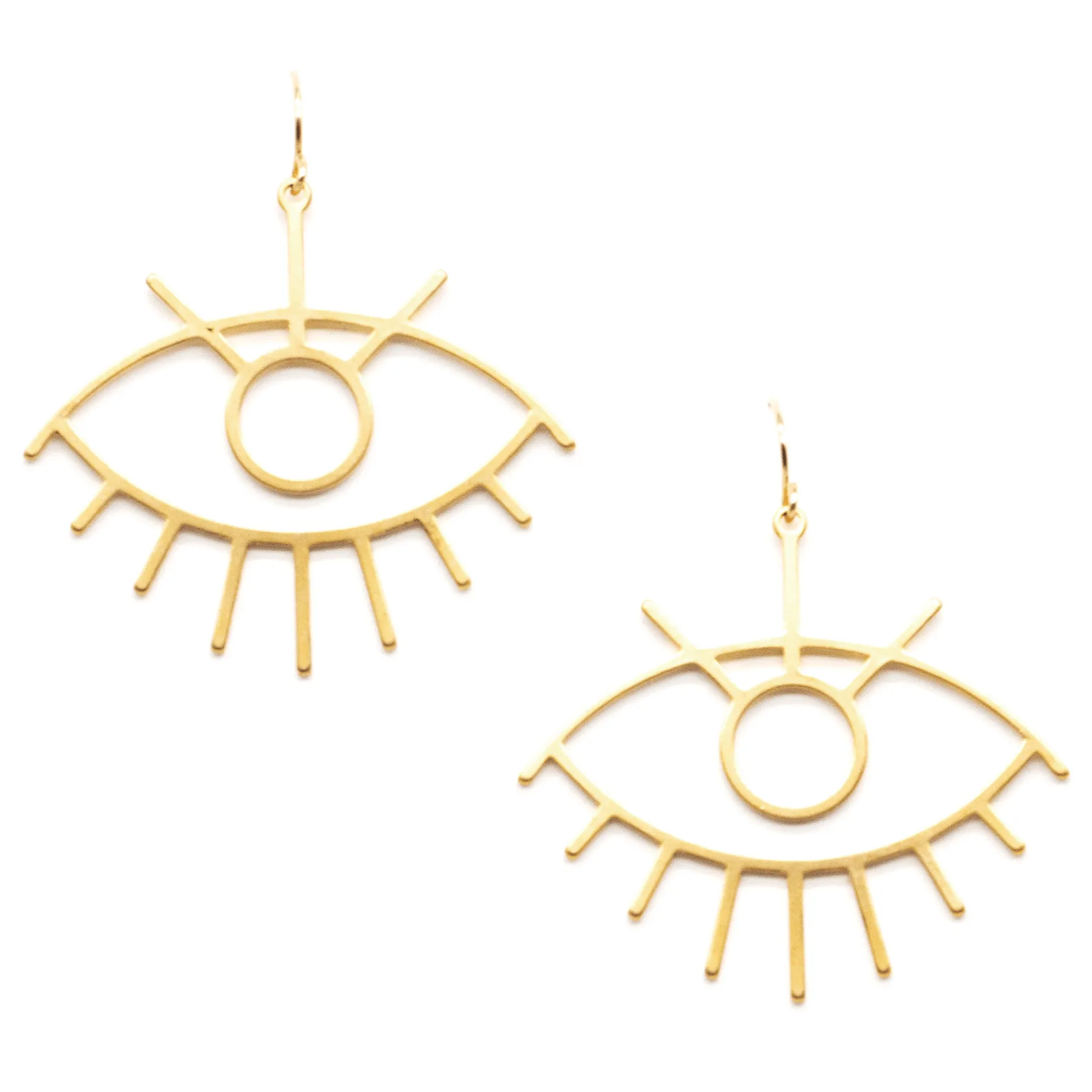 Matte Gold Evil Eye Earrings