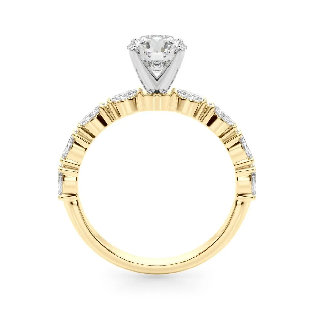 Maya Round Diamond with Marquise Sides Engagement Ring
