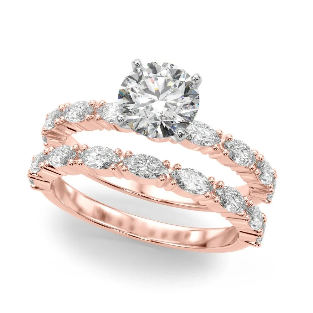 Maya Round Diamond with Marquise Sides Engagement Ring