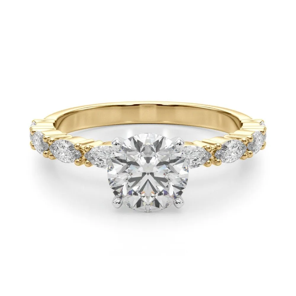 Maya Round Diamond with Marquise Sides Engagement Ring