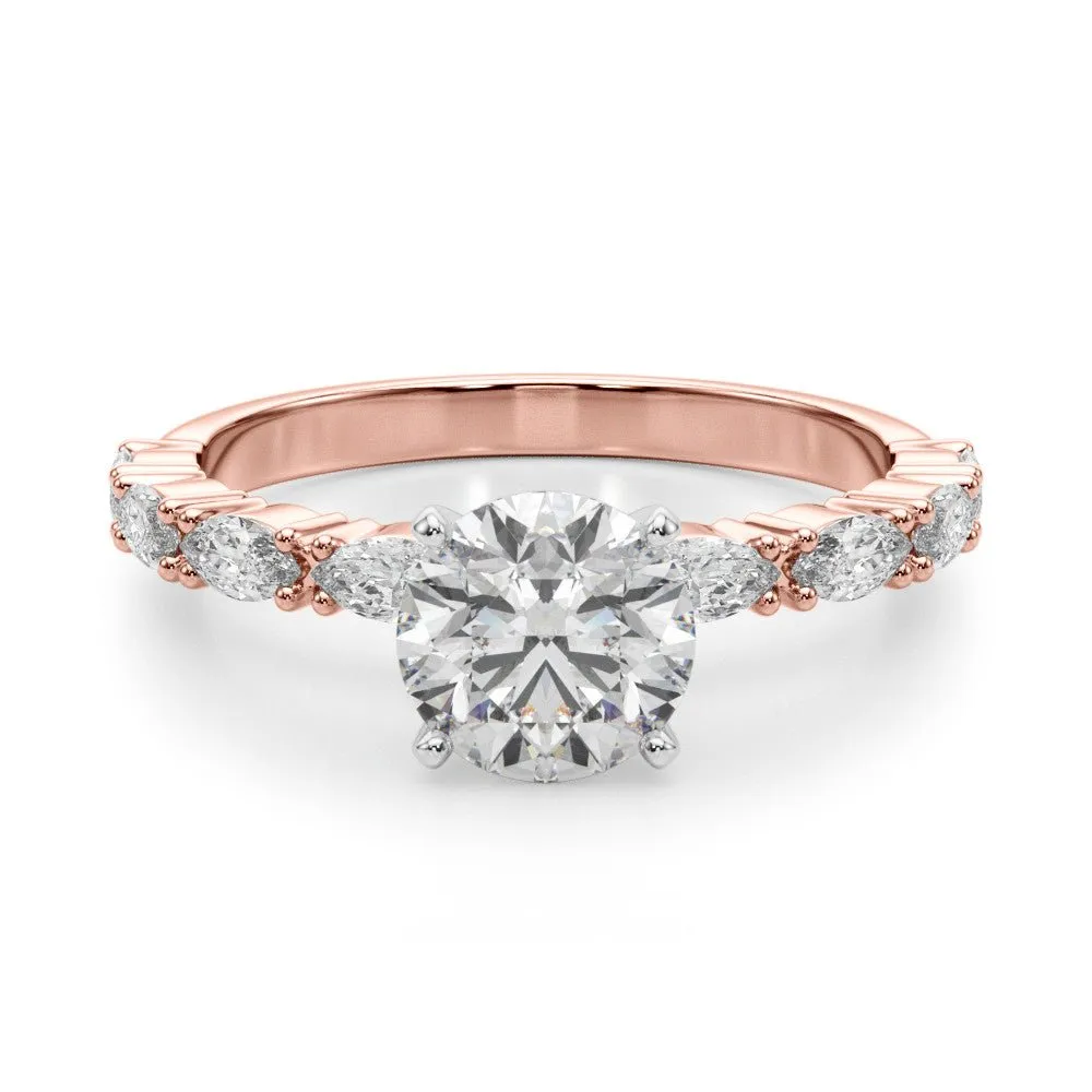 Maya Round Diamond with Marquise Sides Engagement Ring