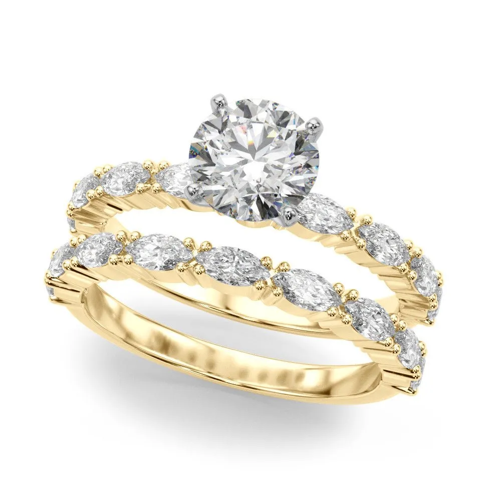 Maya Round Diamond with Marquise Sides Engagement Ring