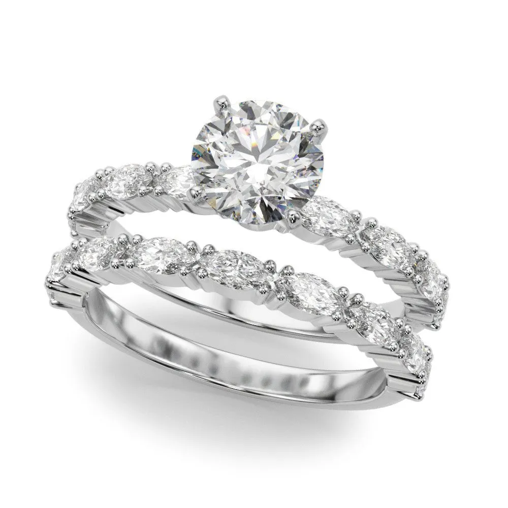 Maya Round Diamond with Marquise Sides Engagement Ring