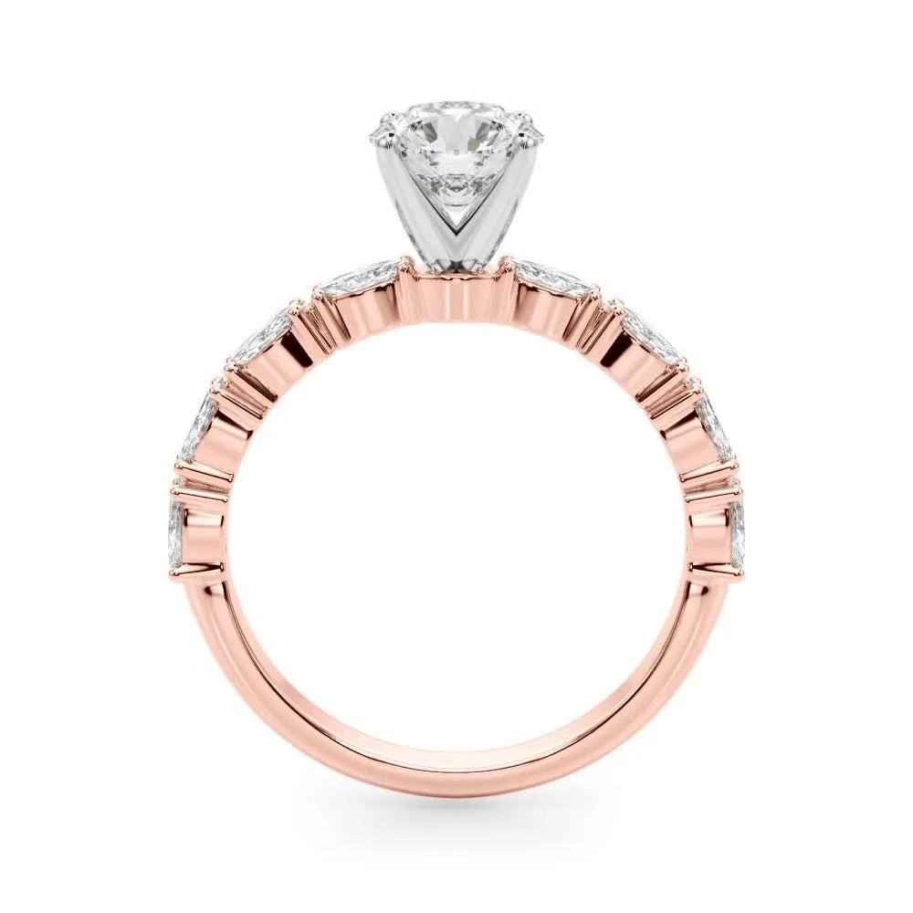 Maya Round Diamond with Marquise Sides Engagement Ring