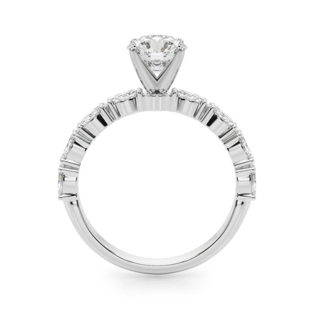 Maya Round Diamond with Marquise Sides Engagement Ring