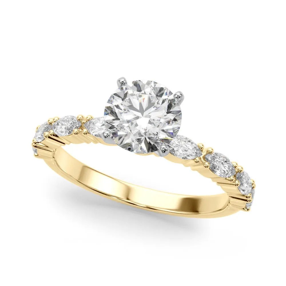 Maya Round Diamond with Marquise Sides Engagement Ring