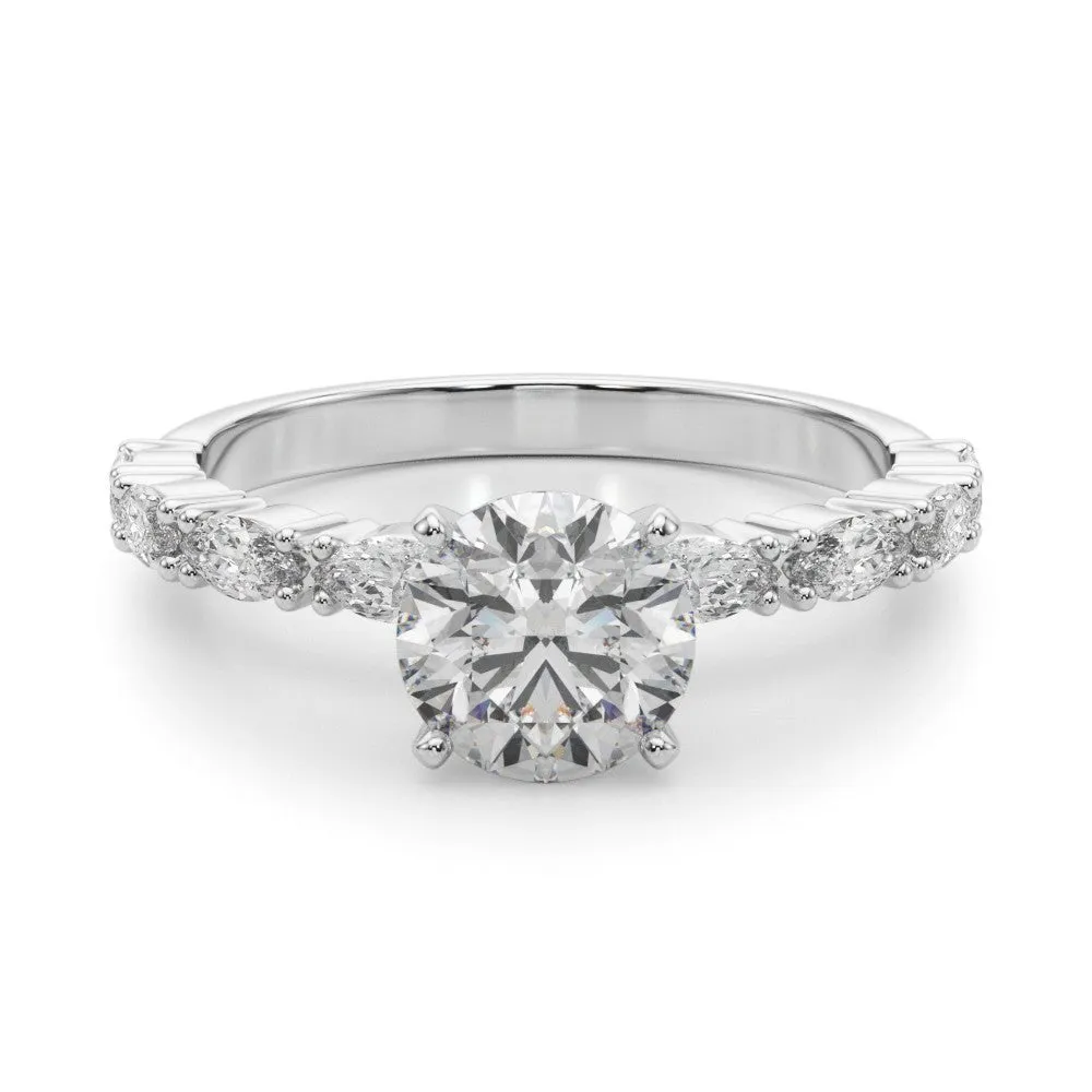 Maya Round Diamond with Marquise Sides Engagement Ring