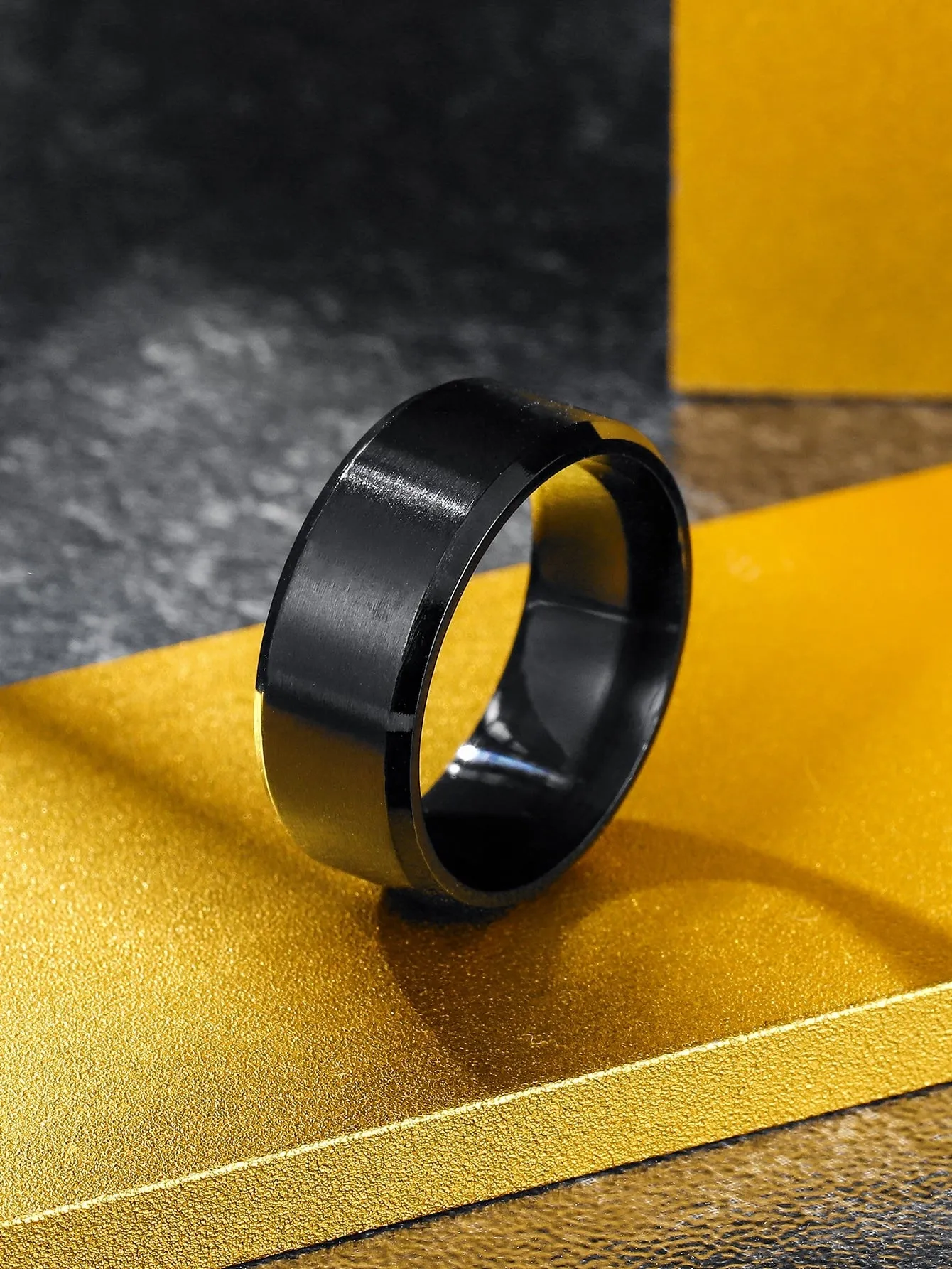 Men Minimalist Ring - Black