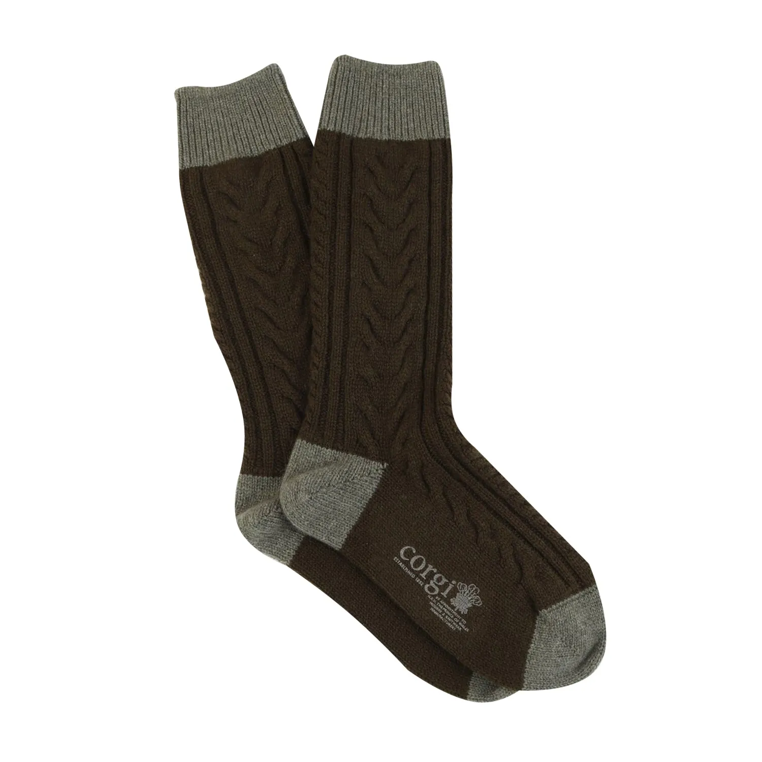 Men's Handmade Fan Cable Pure Cashmere Socks