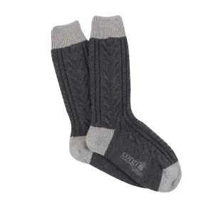 Men's Handmade Fan Cable Pure Cashmere Socks