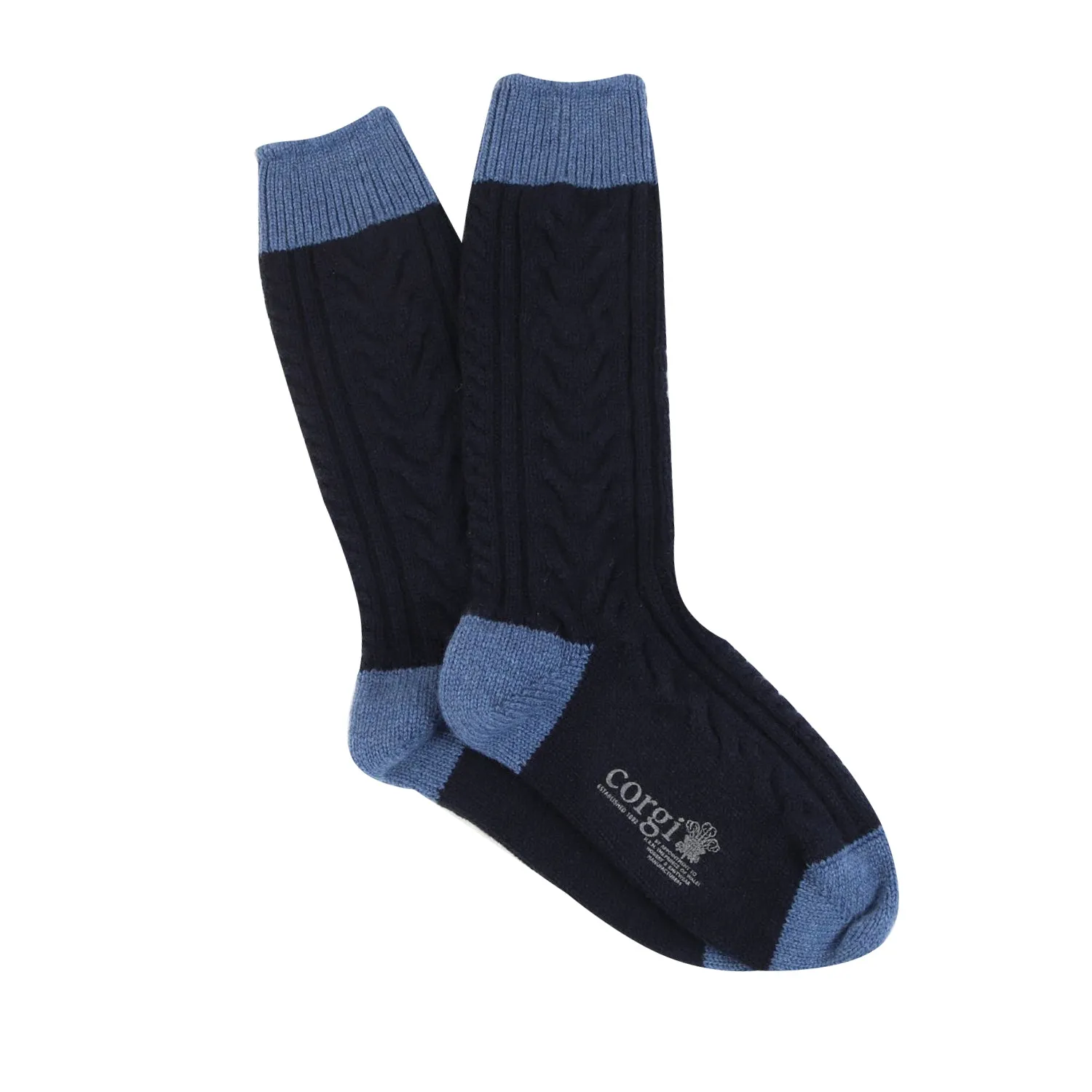 Men's Handmade Fan Cable Pure Cashmere Socks