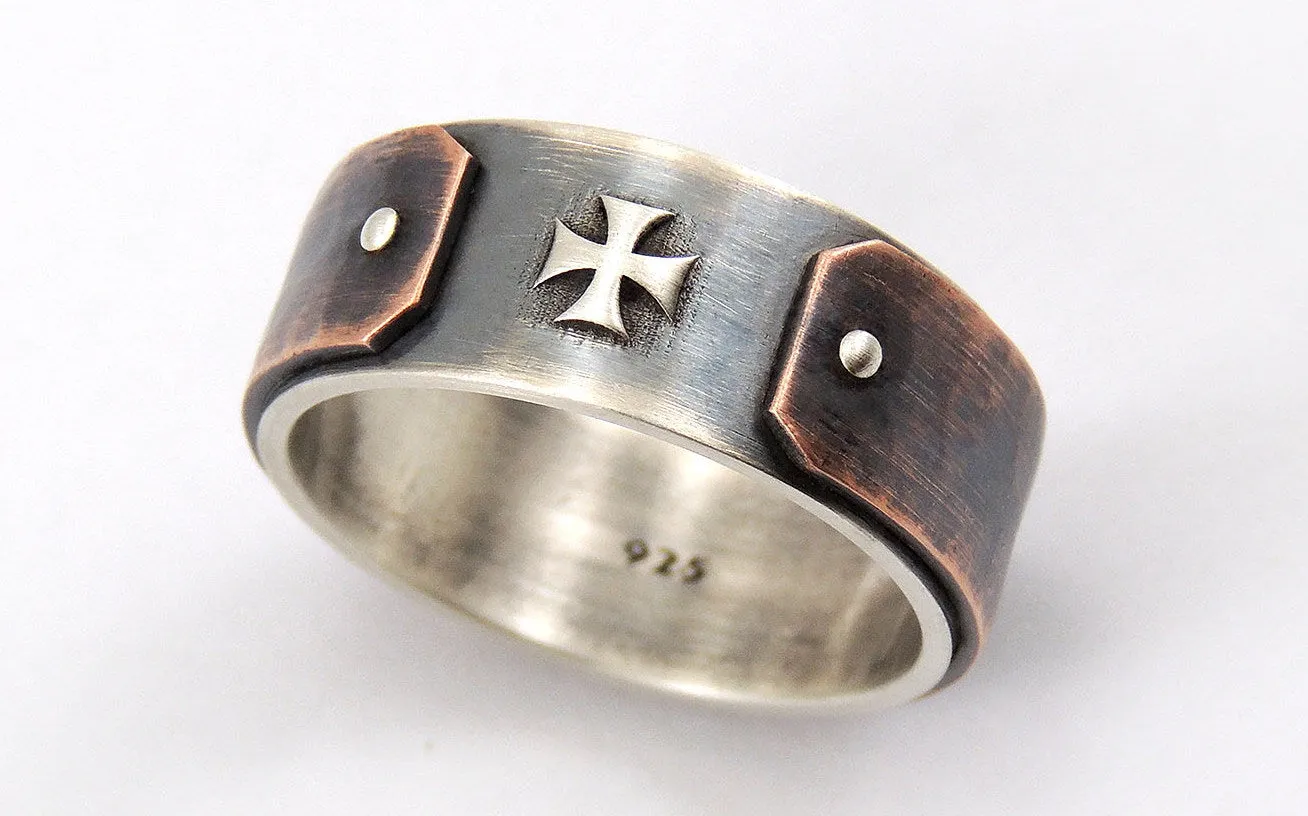 Men's Rustic Ring with Templar Cross