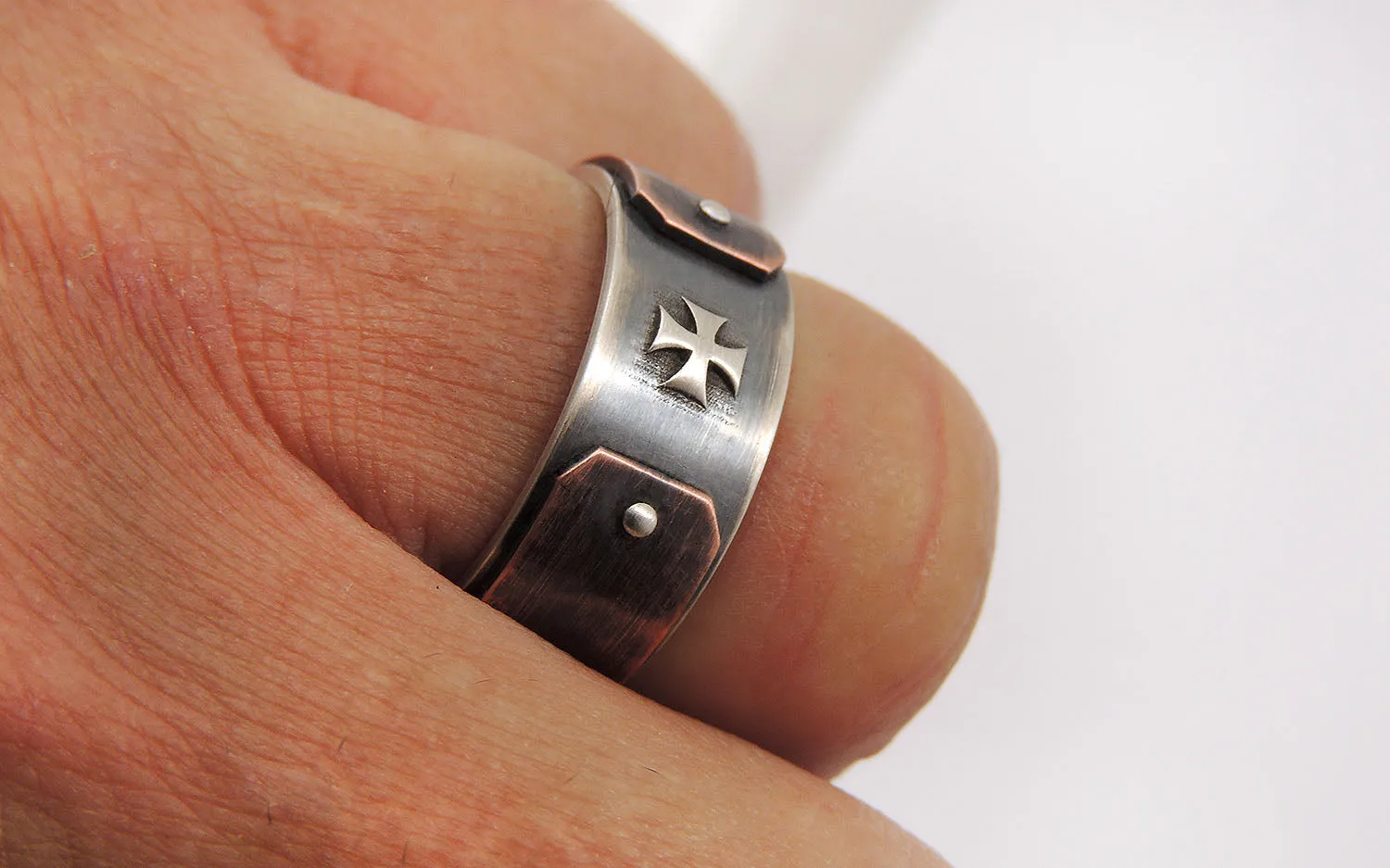 Men's Rustic Ring with Templar Cross