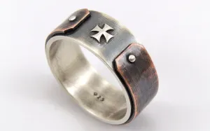 Men's Rustic Ring with Templar Cross