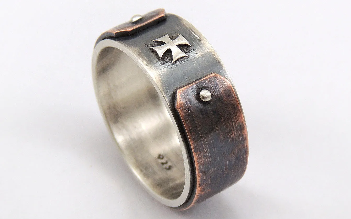 Men's Rustic Ring with Templar Cross