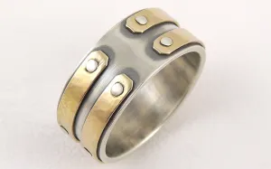 Mens silver gold wedding ring