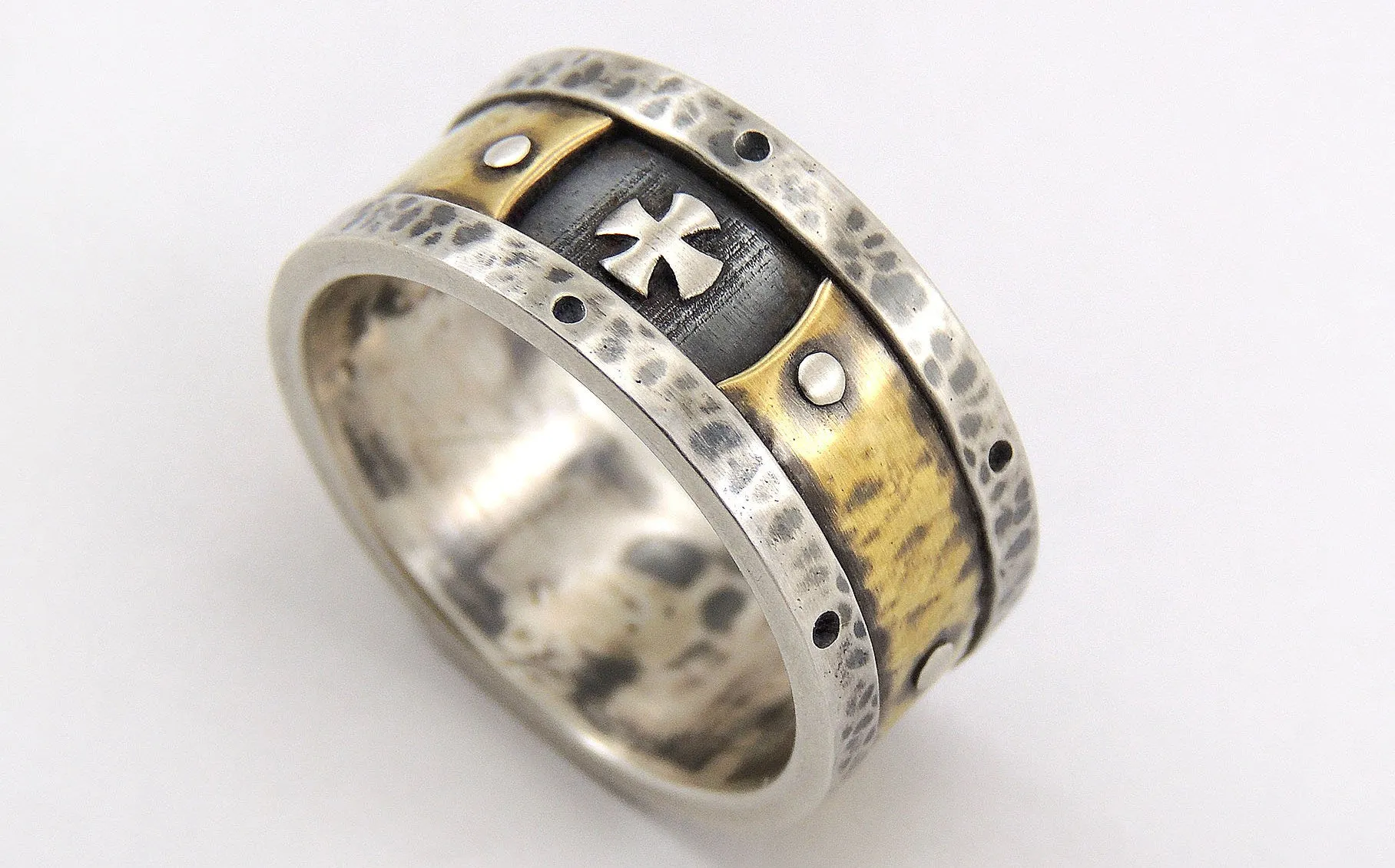 Mens Templar Cross Band Ring