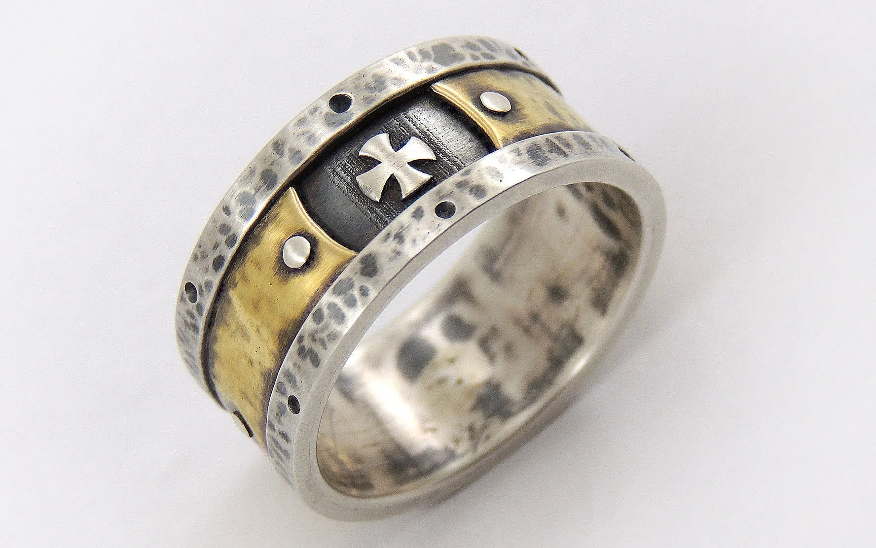 Mens Templar Cross Band Ring
