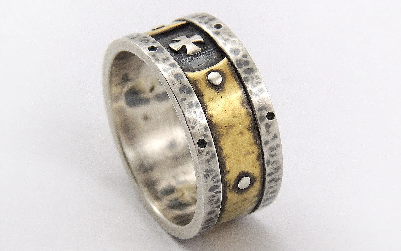 Mens Templar Cross Band Ring