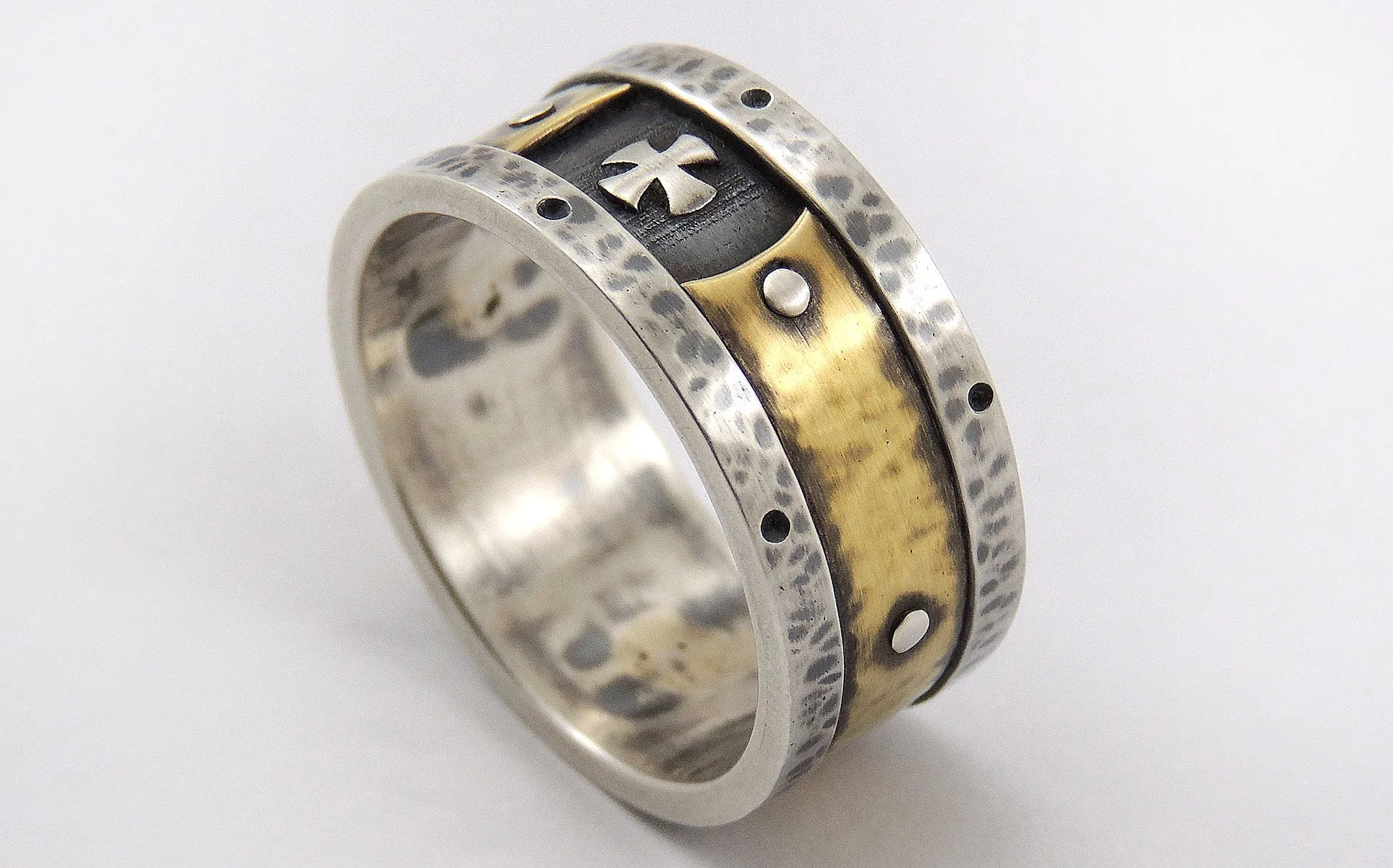 Mens Templar Cross Band Ring
