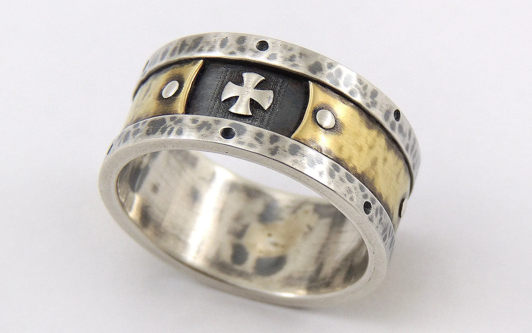 Mens Templar Cross Band Ring