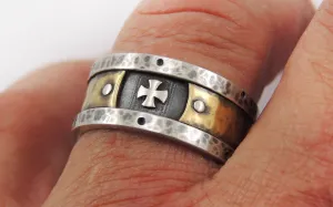 Mens Templar Cross Band Ring