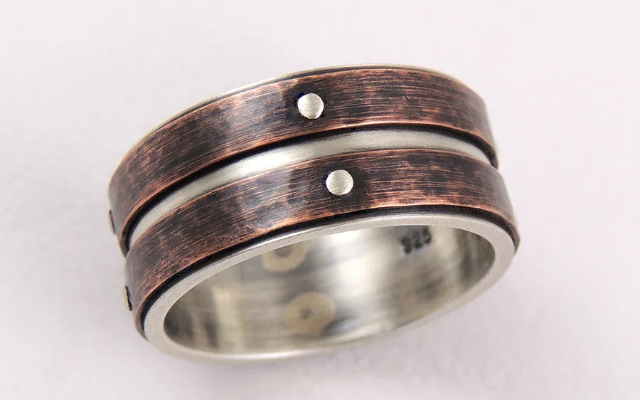 Mens wedding ring rustic