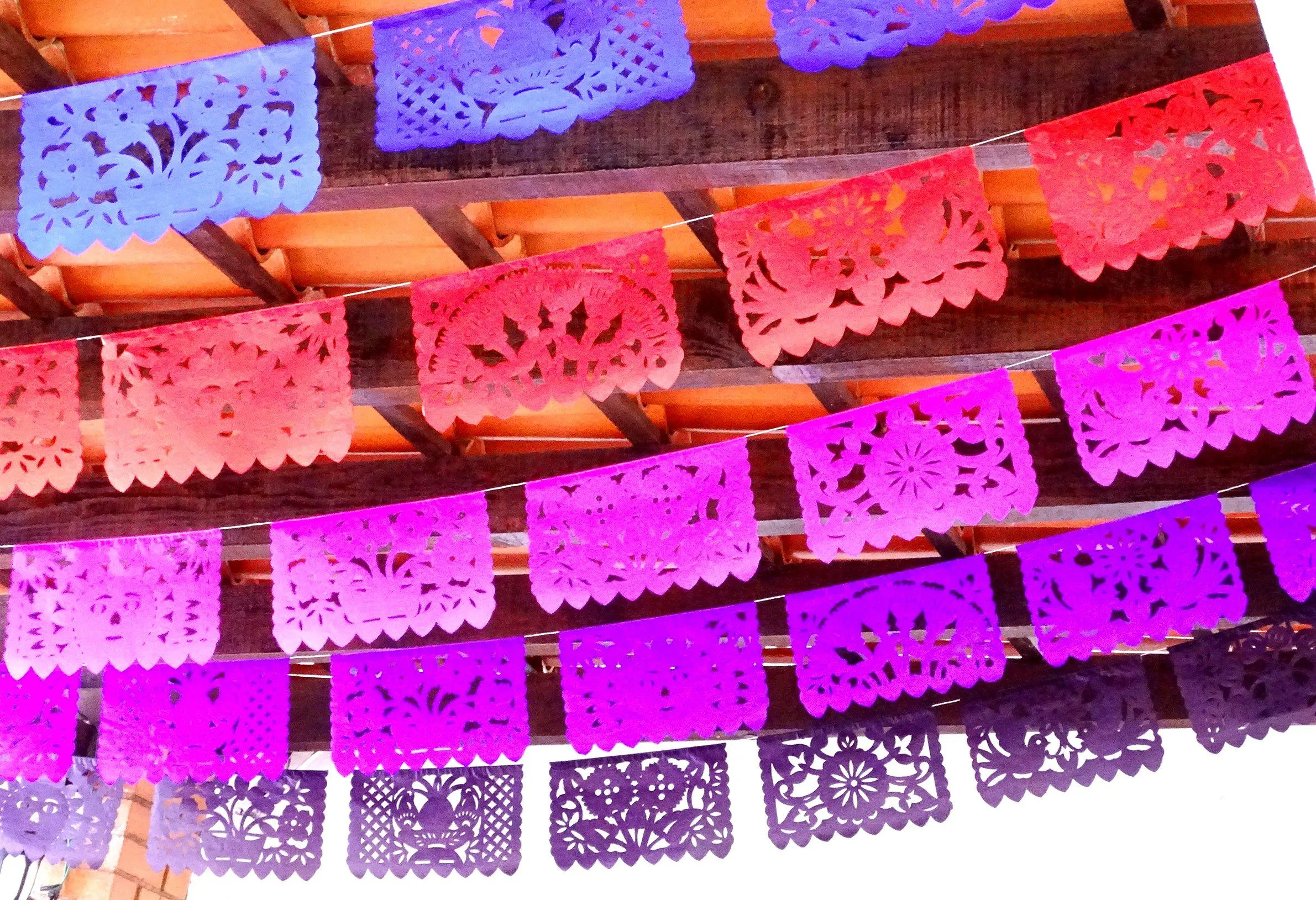 Mexican Papel Picado Banner in Dark Colors (5 Pack)