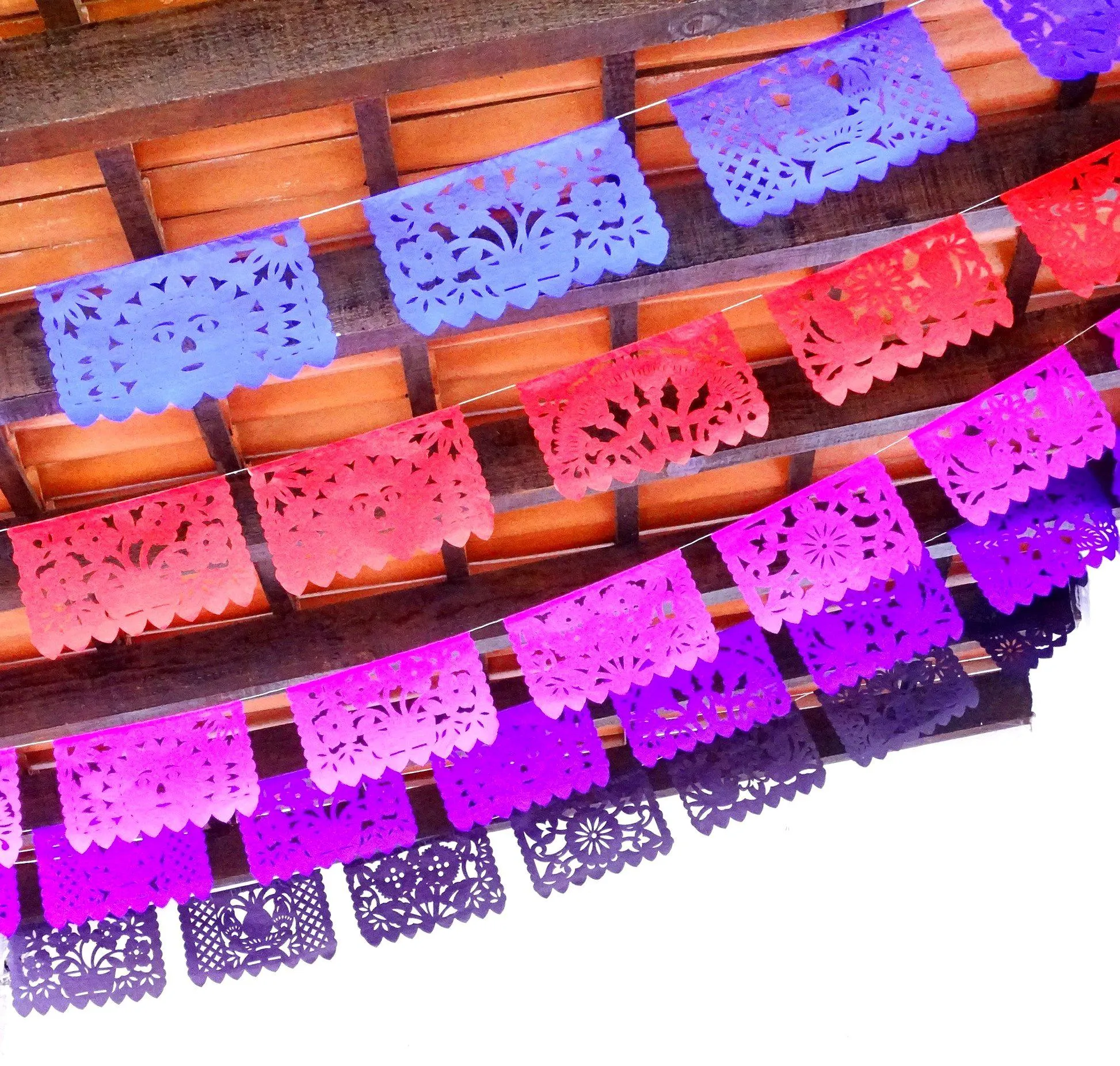 Mexican Papel Picado Banner in Dark Colors (5 Pack)