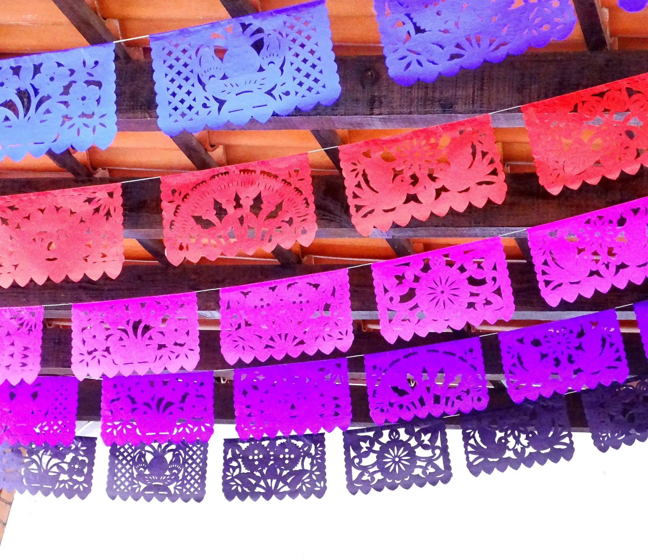 Mexican Papel Picado Banner in Dark Colors (5 Pack)