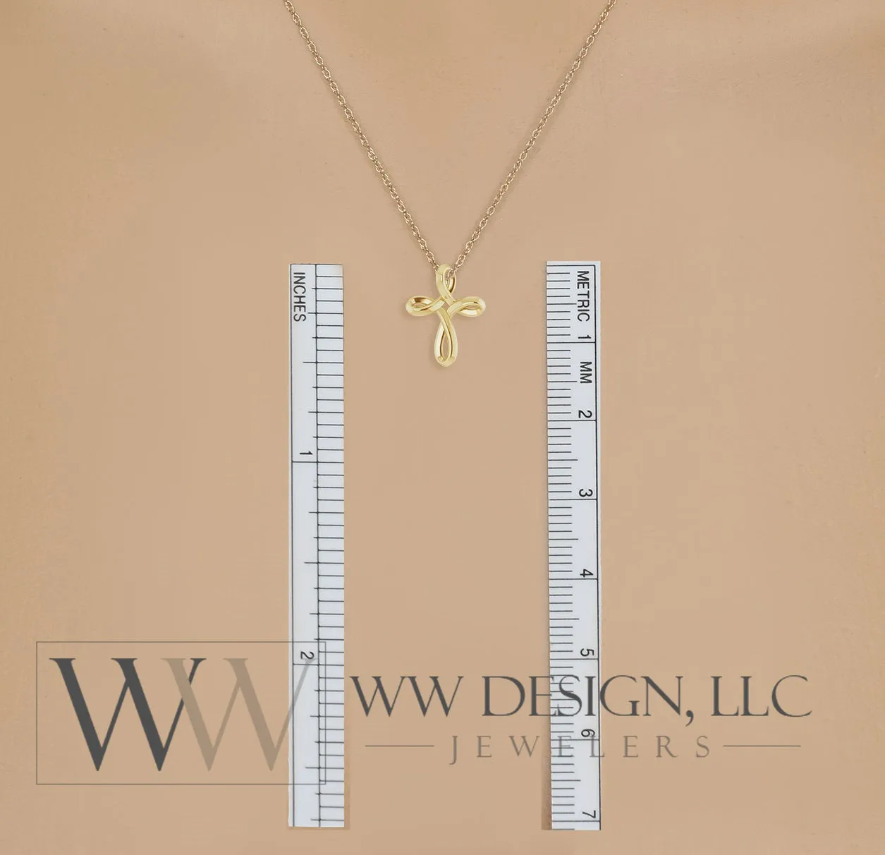 Minimalist CROSS Necklace - 14k SOLID Gold (Yellow, White, Rose), Platinum or Sterling Silver 13mm x 10.5mm