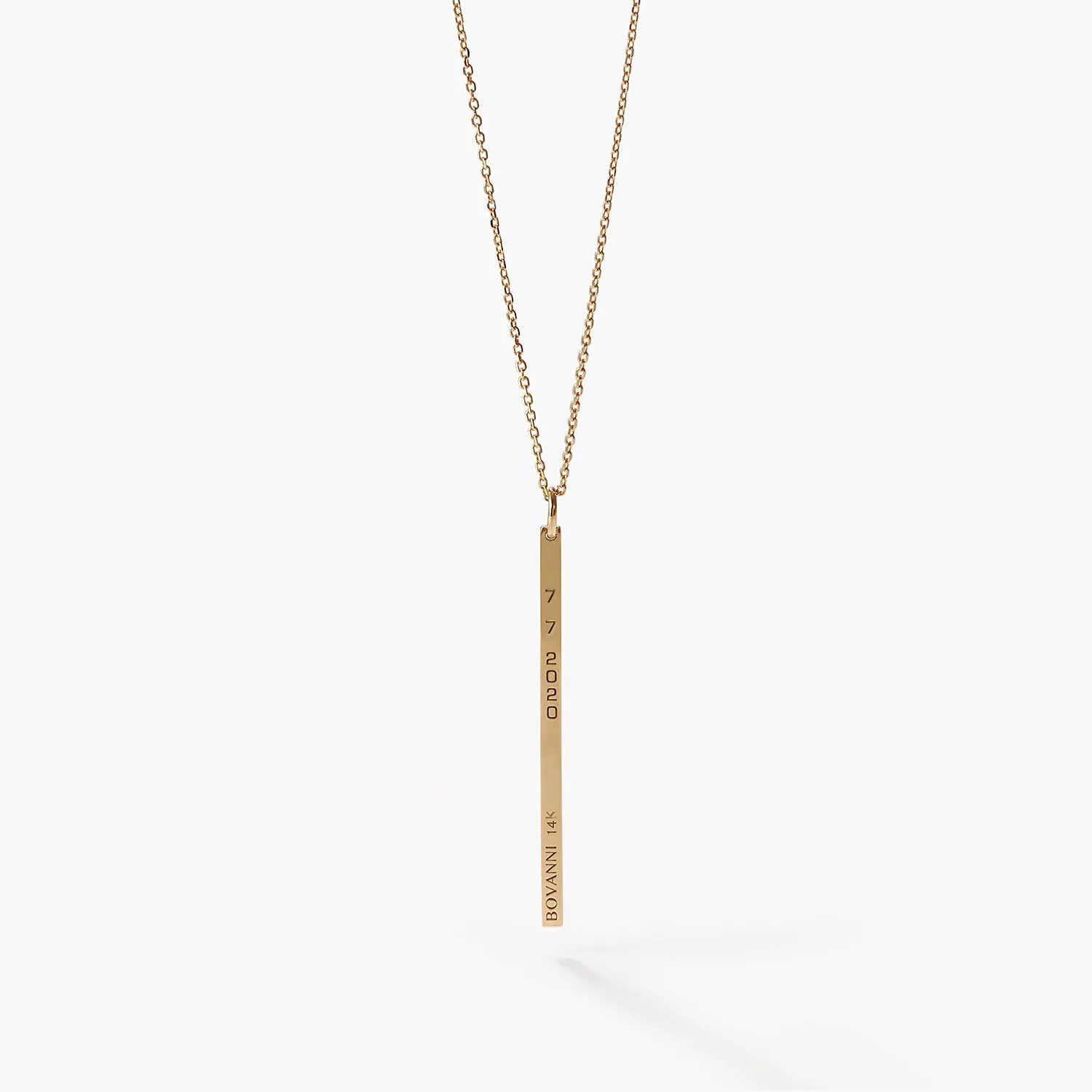 Minimalist Pillar Bar Vertical 14K Solid Gold Necklace