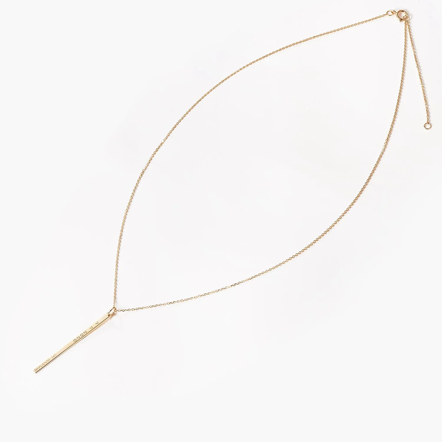 Minimalist Pillar Bar Vertical 14K Solid Gold Necklace