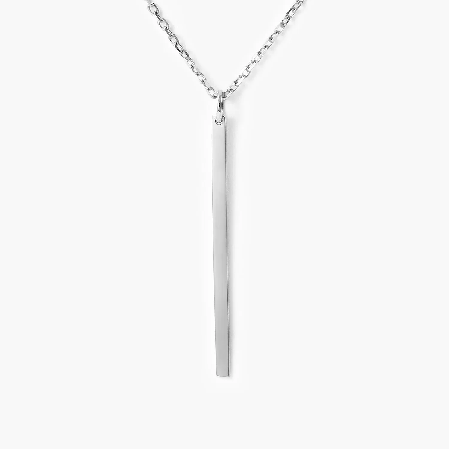 Minimalist Pillar Bar Vertical 14K Solid Gold Necklace